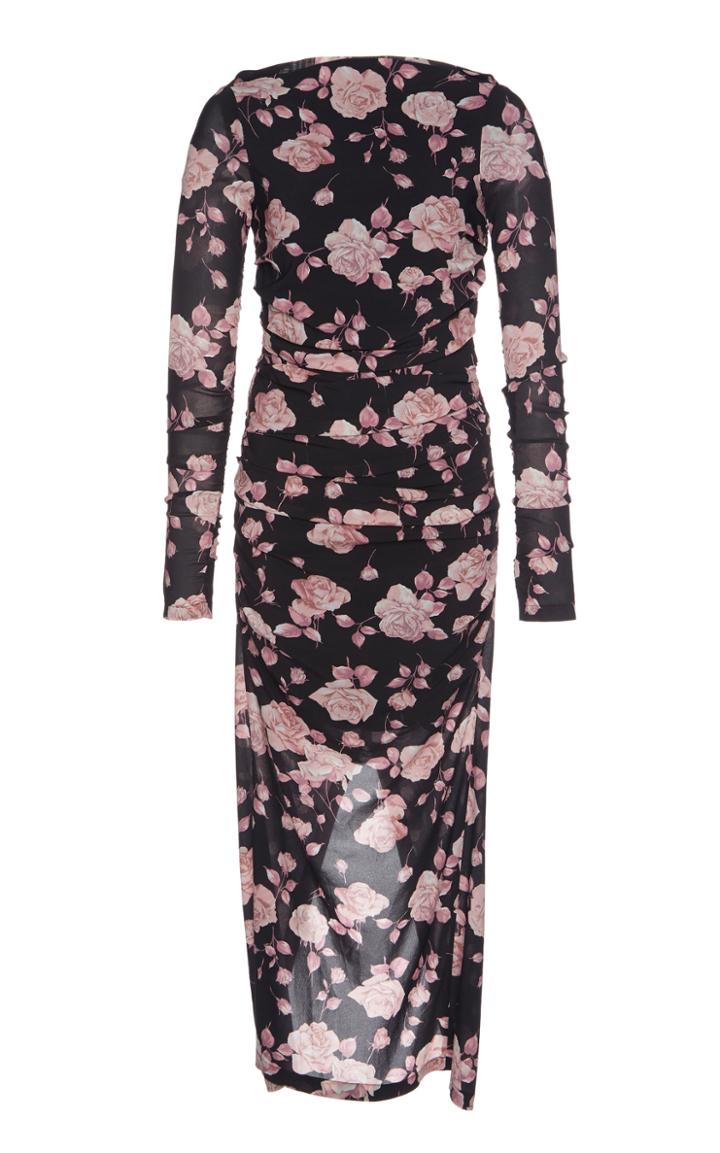 Alessandra Rich Printed Georgette Midi Dress
