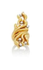 Vintage David Webb 18k Yellow Gold And Diamond Hammered Flame Ring