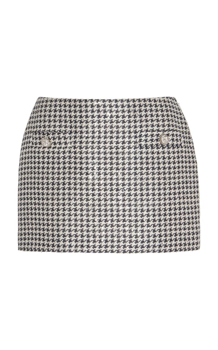 Moda Operandi Alessandra Rich Pied De Poule Embellished Jacquard Skirt Size: 38