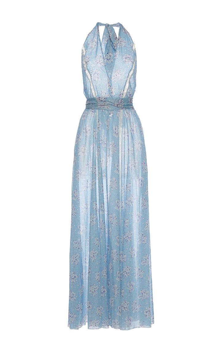 Luisa Beccaria Cotton Mussola Printed Maxi Dress