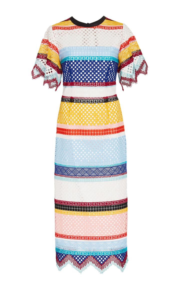 Carolina Herrera Color-blocked Guipure Lace Dress