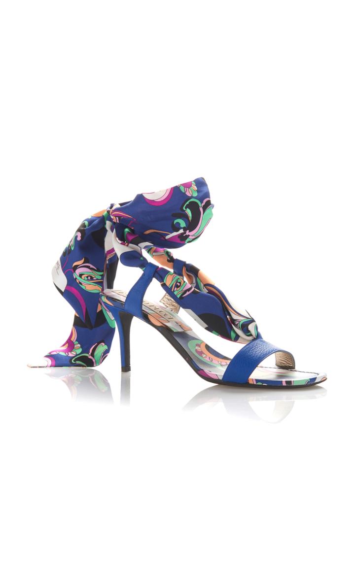 Emilio Pucci Silk Tie Heeled Sandal
