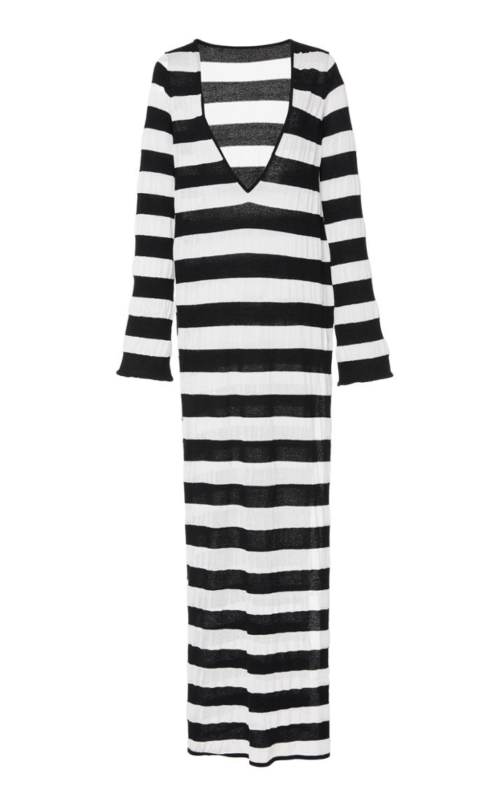 Caroline Constas Long Sleeve Maxi V-neck Dress
