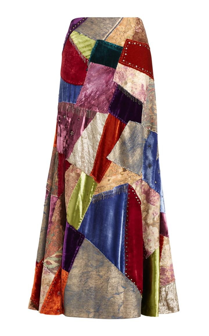 Ralph Lauren Bryleigh Embellished Patchwork Maxi Skirt