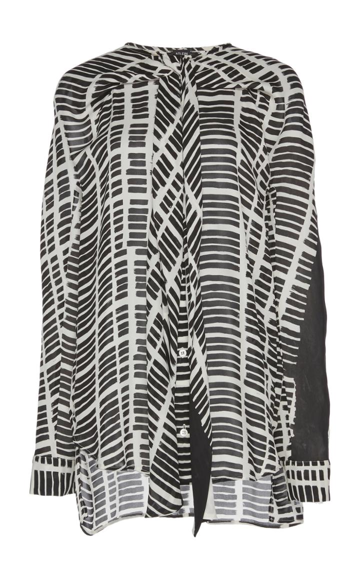 Atlein Cross Draped Silk Shirt
