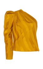 Martin Grant Tonal-striped Satin One-sleeve Top