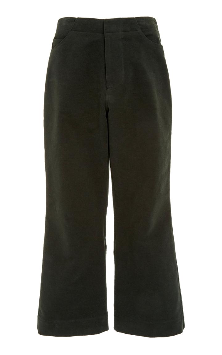 Deveaux Cropped Brushed-cotton Flared Pants