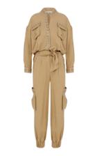 Raisa Vanessa Camel Jumpsuit With Embellished Pockets