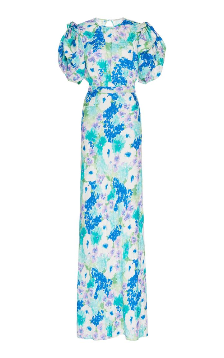 Moda Operandi Alessandra Rich Floral Printed Silk Maxi Dress Size: 36