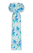Moda Operandi Alessandra Rich Floral Printed Silk Maxi Dress Size: 36