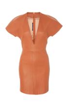 Zeynep Aray V-neck Stretch Leather Dress