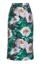 Oscar De La Renta Floral Jacquard Pencil Skirt