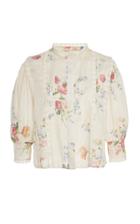 Loveshackfancy Tegan Floral-print Tie-detailed Silk Top