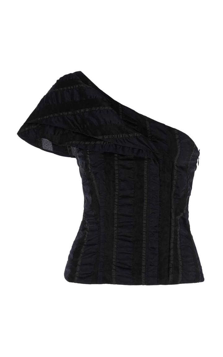Noon By Noor Rye Ruffled One-shoulder Top