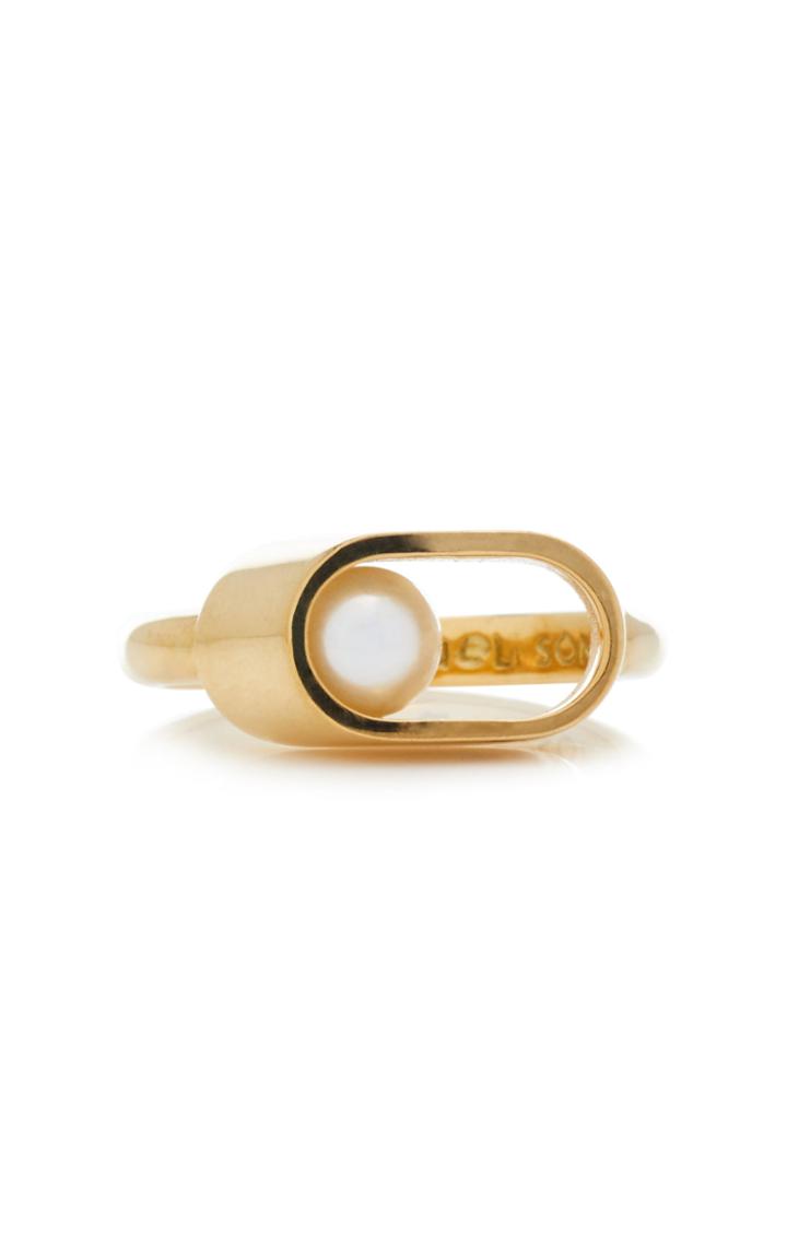 Yael Sonia Ellipse Pearl 18k Yellow Gold Ring