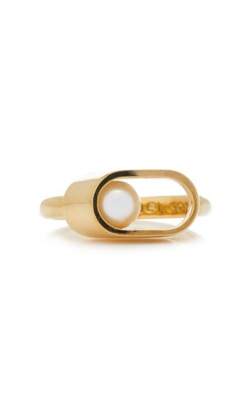 Yael Sonia Ellipse Pearl 18k Yellow Gold Ring
