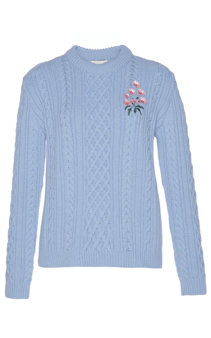 Giuseppe Di Morabito Floral Embroidered Cable Knit Jumper