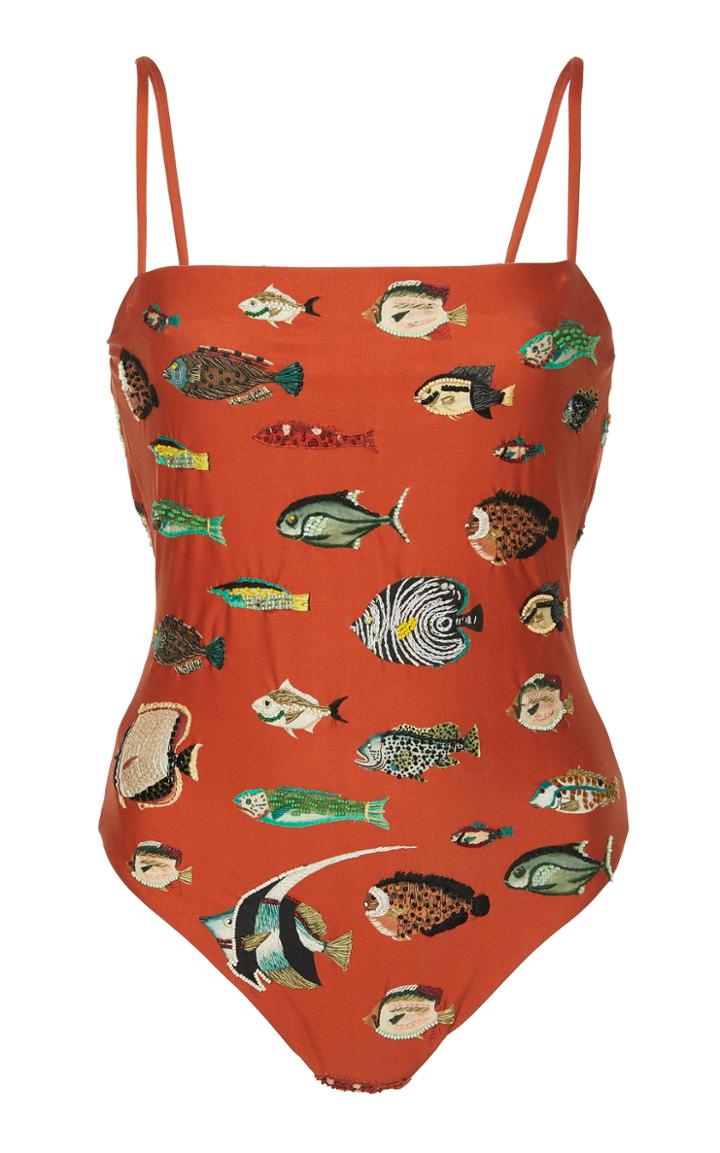 Agua By Agua Bendita Nativa Fish-embroidered Swimsuit