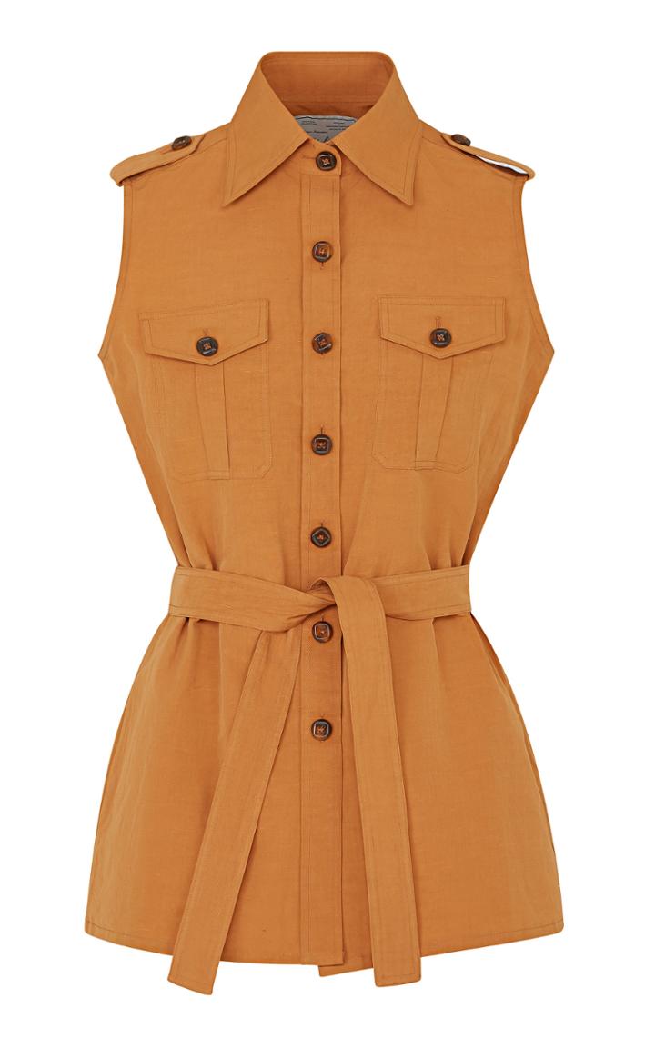 Moda Operandi Giuliva Heritage The Aurora Cotton-linen Blend Sleeveless Shirt