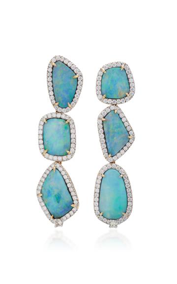 Pamela Huizenga Australian Boulder Opal And Diamond Earrings