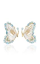Casa Castro 18k Gold Diamond And Mother Of Pearl Butterfly Earrings