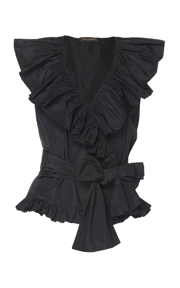 Zuhair Murad Cross Front Taffeta Top
