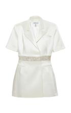 Moda Operandi Mach & Mach White Silk Blazer Dress With Glitter Line