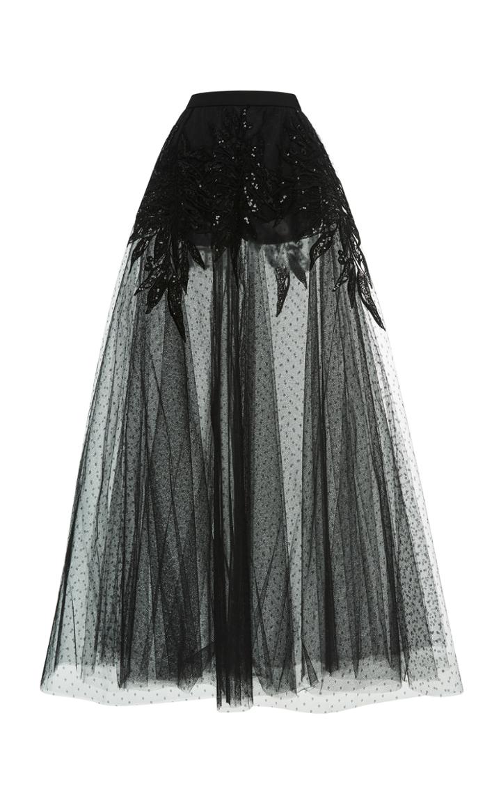Elie Saab Macram Applique Tulle Skirt