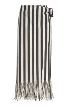 Rejina Pyo Robin Striped Fringed Denim Skirt