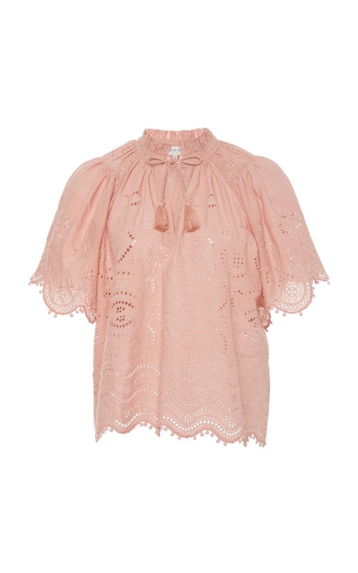 Sea Naomie Embroidered Lace Cotton Top