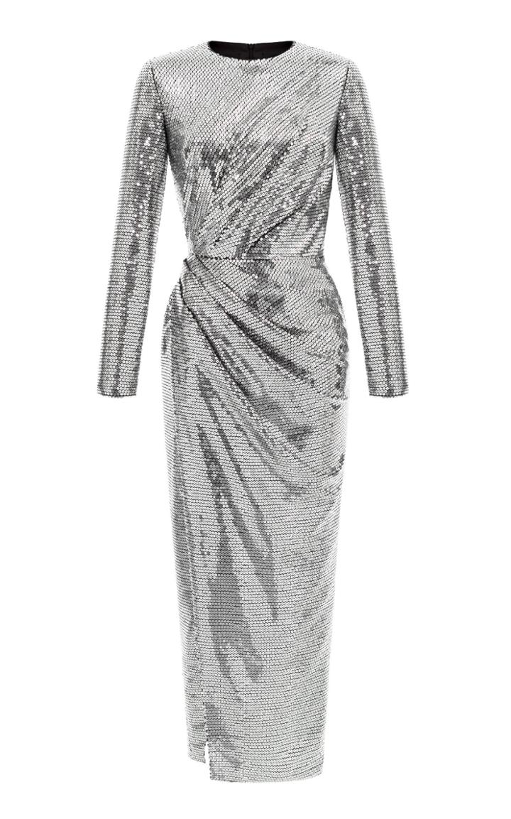 Rasario Sequined Long Sleeve Gown