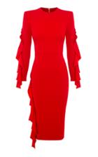 Alex Perry Marin Satin Ruffle Lady Dress
