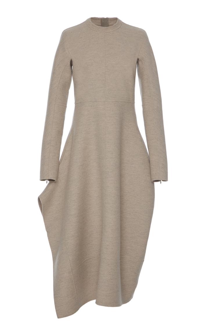 Jil Sander Leven Folded Wool Midi Dress