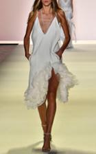 Jonathan Simkhai Fan Pleated V Neck Denim Dress