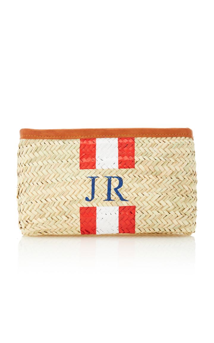 Rae Feather M'o Exclusive Monogram Straw Clutch