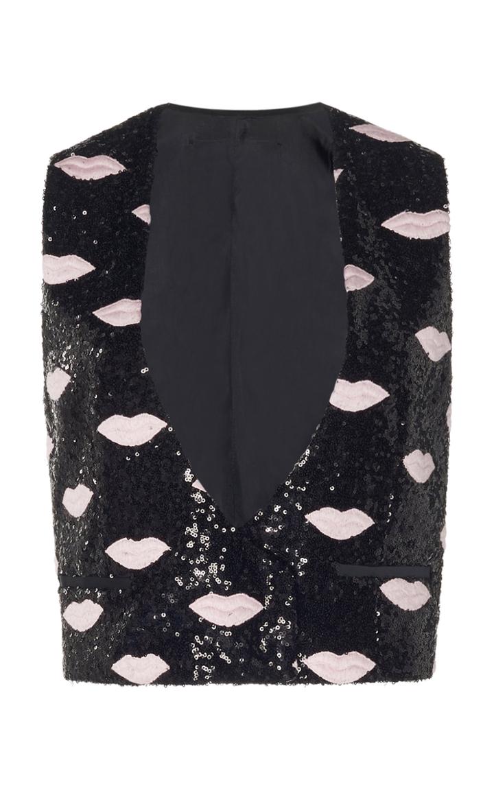 Giambattista Valli Sequin Lip Print Vest