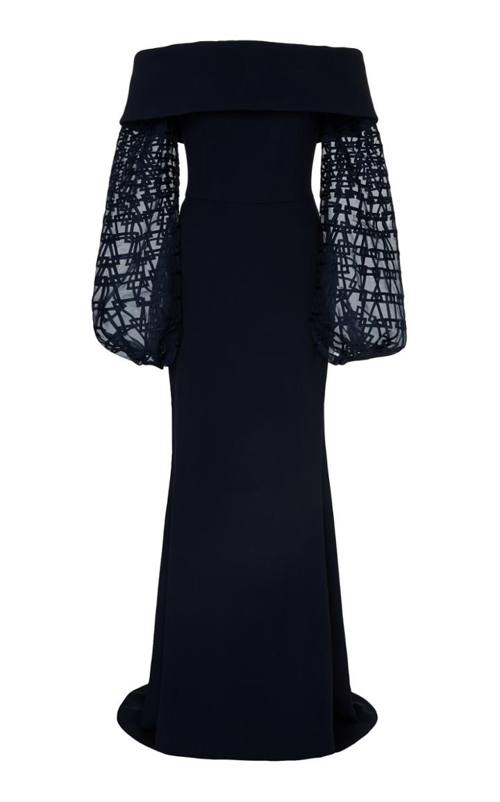 Elizabeth Kennedy Off The Shoulder Balloon Sleeve Gown