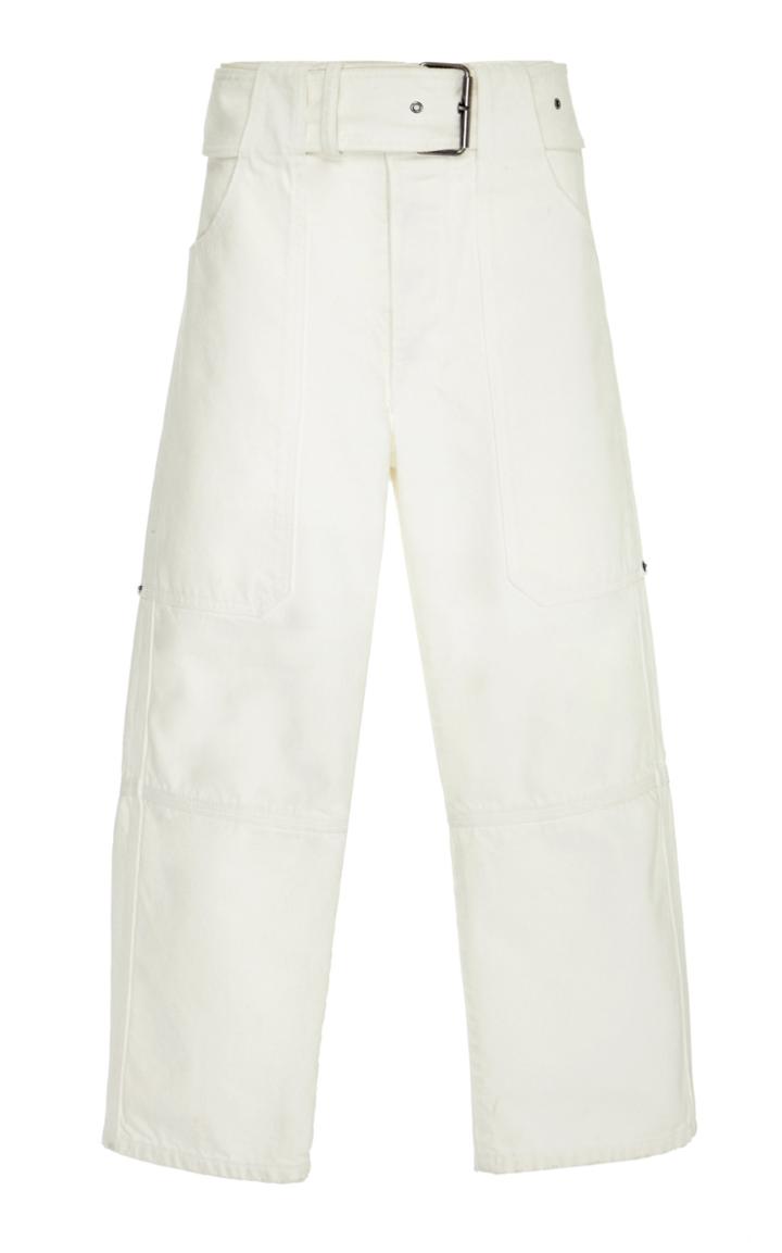 Proenza Schouler Pswl Belted Utility Denim Straight Leg Cropped Pant