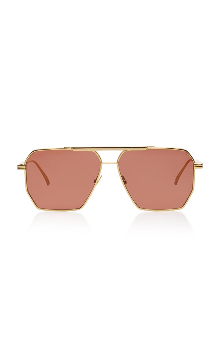 Bottega Veneta Square-frame Aviator Metal Sunglasses