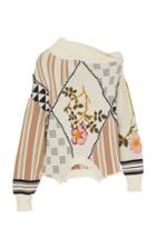 Monse Upside Down Floral Intarsia Cotton Sweater