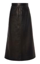 Prada Seamed Leather Midi Skirt