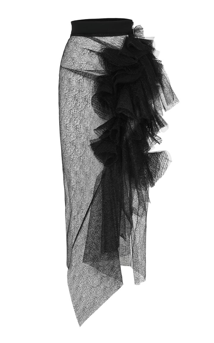 Maticevski Triptych Ruffled Printed Tulle Skirt