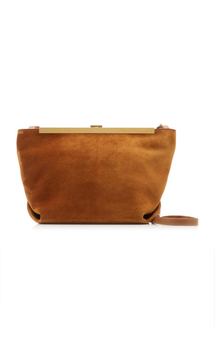 Moda Operandi Khaite Augusta Suede Envelope Pleat Frame Crossbody Bag
