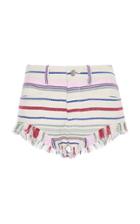 Moda Operandi Isabel Marant Campinas Striped Frayed Cotton-blend Shorts Size: 32