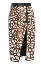 Mary Katrantzou Leather Giraffe Intarsia Skirt