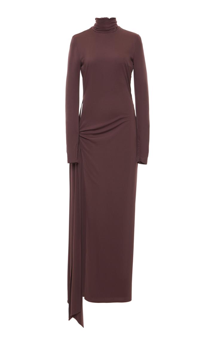 Moda Operandi Attico High Neck Draped Side-slit Dress