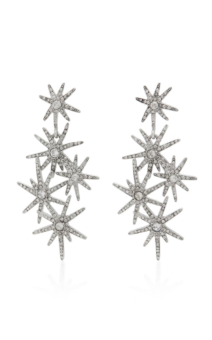 Oscar De La Renta Fireworks Silver-tone Brass Crystal Earrings