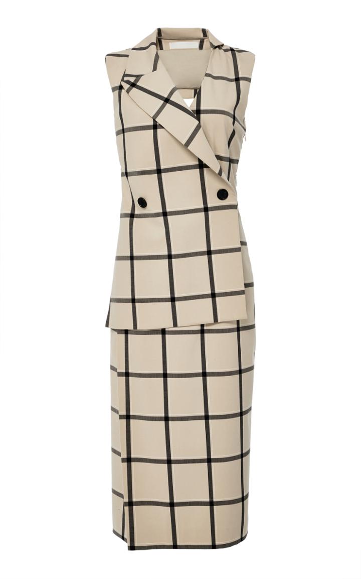 Monse Louise Plaid Asymmetrical Dress