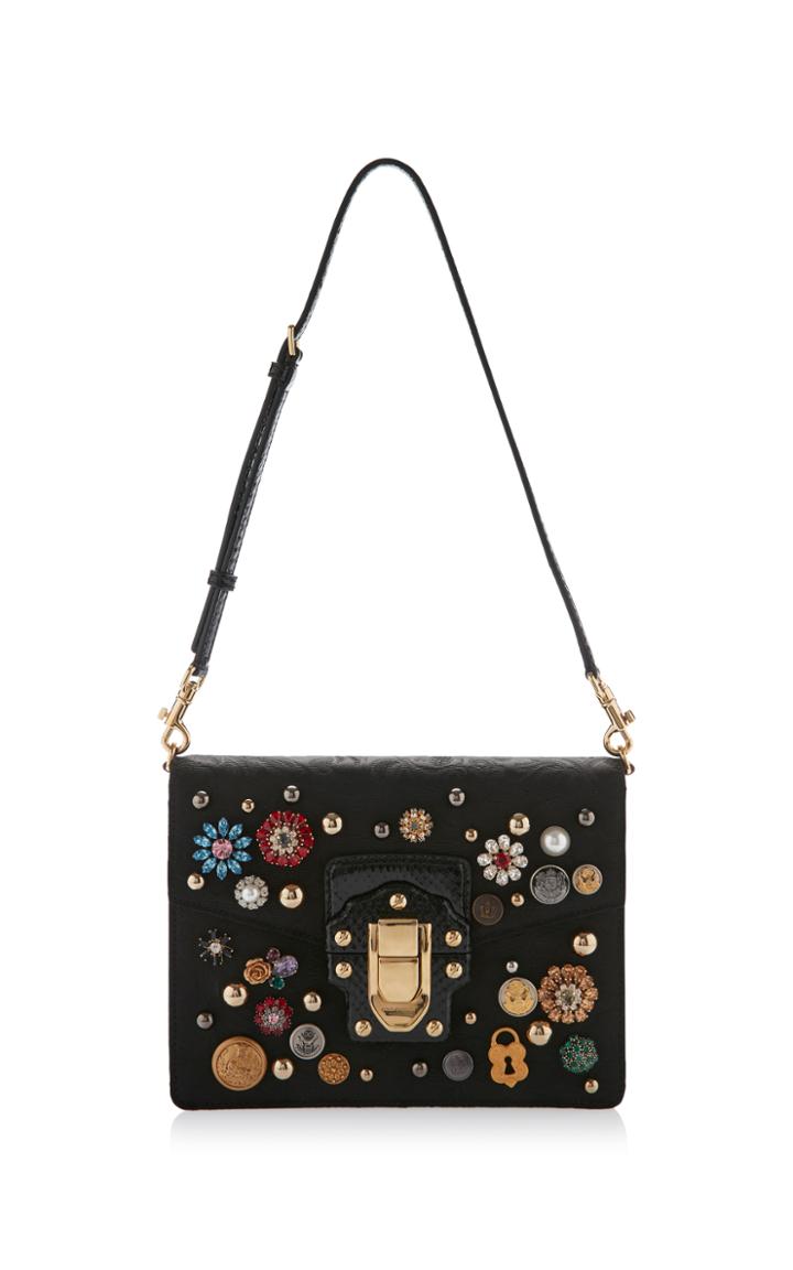 Dolce & Gabbana Crystal Embellished Leather Shoulder Bag