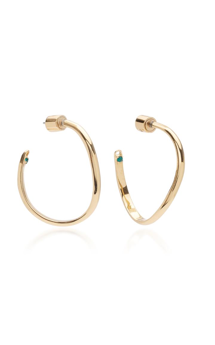 Demarson Calypso Emerald Crystal Curved Hoop Earrings